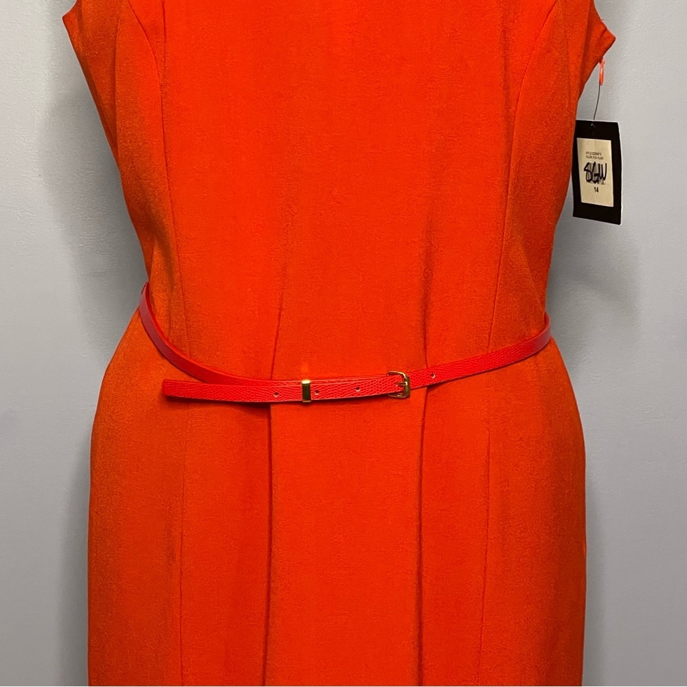 Ellen Tracy Red Sleeveless w/ Belt Women’s Dress Size 14 - Picture 4 of 11